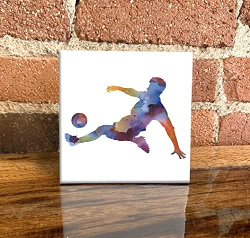 כדורגל מופשט בצבעי מים אמנות דקורטיבי אריח