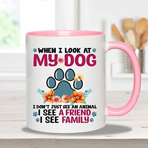 Urvog כשאני מסתכל על כלב אני רואה חבר רואה כוסות ספל פרחים פרחים משפחתיים - ספל מבטא, גודל אחד,
