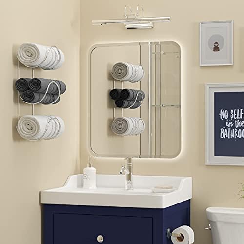 Wallniture Boto מגבת אמבטיה מתלה קיר מארגן אמבטיה רכוב, מגבת רחצה ומחזיק מגבת יד, 3 מדף אחסון אמבטיה חתך כרום
