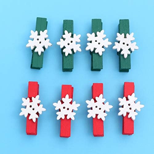 Doitool 35 PCS חג המולד קליפים בצורת פתית שלג מעץ עץ נייר קליפ קליפ צילום קריקטון קליפ קליפ יולי