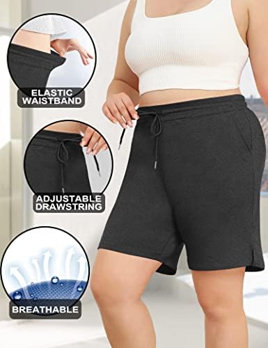 מכנסיים קצרים בגודל של Foreyond Plus לנשים אימון ליוגה אימון אימון מכנסי זיעה ספורטיביים עם כיסים