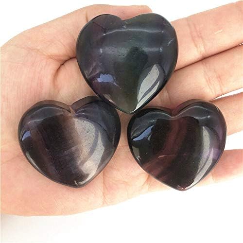 Shitou2231 1 pcs טבעי פלואוריט טבעי קוורץ קריסטל לבב אבני ריפוי בצורת לב אבנים טבעיות ומינרלים אבני ריפוי