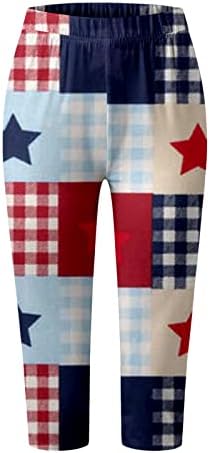 חותלות מותניים גבוהות לנשים דגל אמריקאי לא ראו דרך מכנסיים מודפסים ביום העצמאות לריצת רכיבה על אופניים