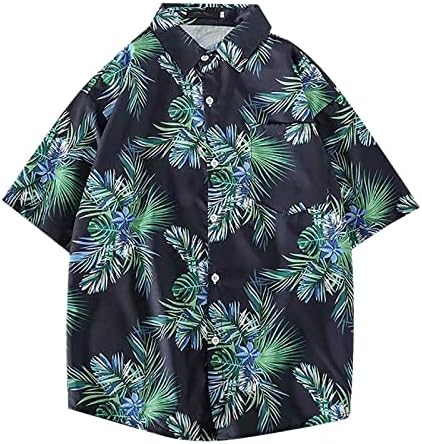 2023 חולצות פרחוניות בהוואי הגברים החדשות כפתור כותנה מטה חולצות חוף נופש טרופי עם צמרות פוליאסטר כיס