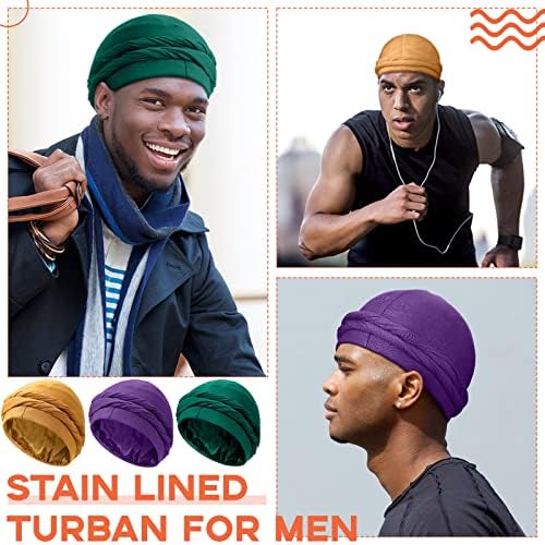 16 יחידות טורבן בתפזורת עבור שחור גברים סאטן מרופד דוראגס בציר קשור צמת טורבנים כובע טוויסט ראש כורכת עבור