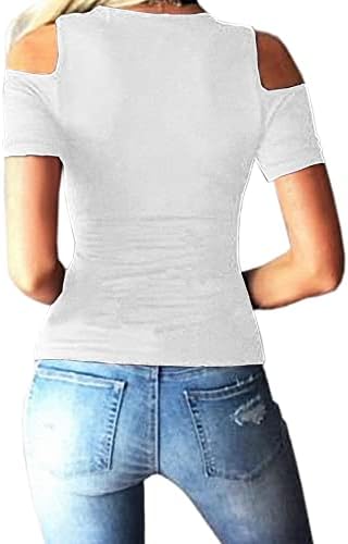 כתף קרה של נשים תחרה סקסית עד צוואר שרוול קצר חולצות טי חולצות מועדון בתוספת גודל