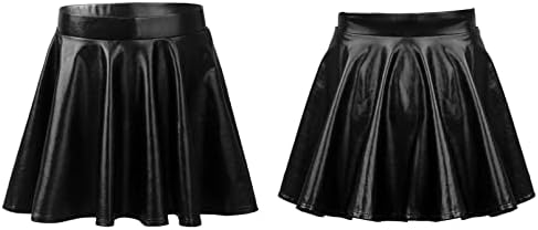 בנות אייסלור מבריק מטאלי מיני קפלים חצאית מחלקה אתלט החלקה על חצאית חצאית חצאית בגדי ריקוד