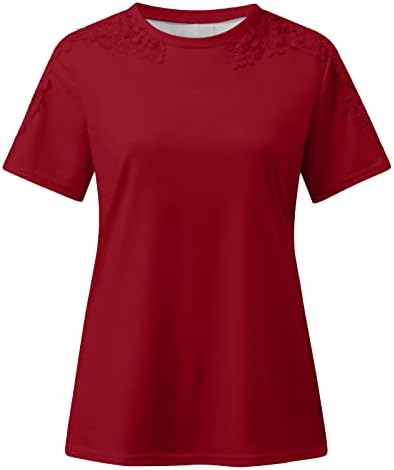 חולצות טי שרוול קצר לנשים תחרה קיץ צמרות מזדמנים נשים פשוטות חולצות טריקו פשוטות סטנדרטיות