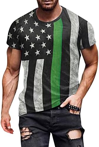 ZDFER שרוול קצר חולצות T לגברים יום העצמאות 3D הדפס דיגיטלי הדפס דיגיטלי רגיל כושר טיי חולצות צווארון