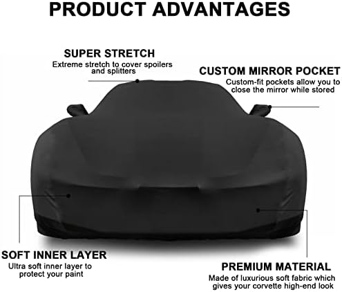 כיסוי לרכב מקורה תואם ל- Corvette C8 Stingray, Z06, Z51 Corvettes 2020 2021 2022 2023, נמתח הגנה