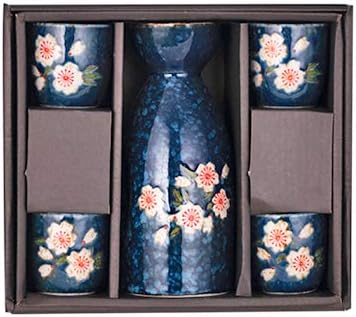 קולקציית הינומארו סט סגנון יפני סט עם 12 FL פורצלן חרסינה סאקה טוקקורי בקבוק בקבוק וארבע כוסות אוצ'וקו סט מתנה