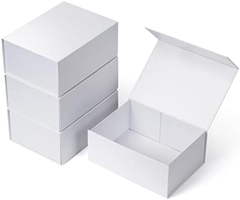 דיטוויס 4 מארז 9.5 על 7 על 4 מארז לבן ו -4 מארז 12 על 6 על 4 קופסאות מתנה שחורות עם מכסי סגירה