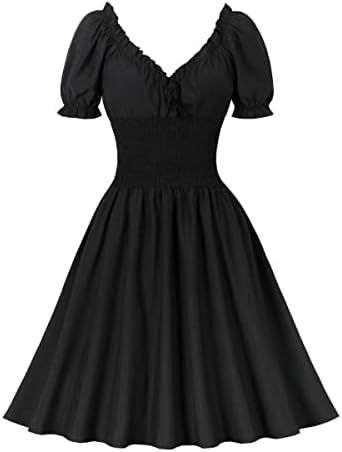 שמלת קיץ של ג'ינמג נשים 2023, שמלות ערב חמודות בצבע אחיד שמלת מסיבת תה שרוול קצר שמלות חולצת טשט