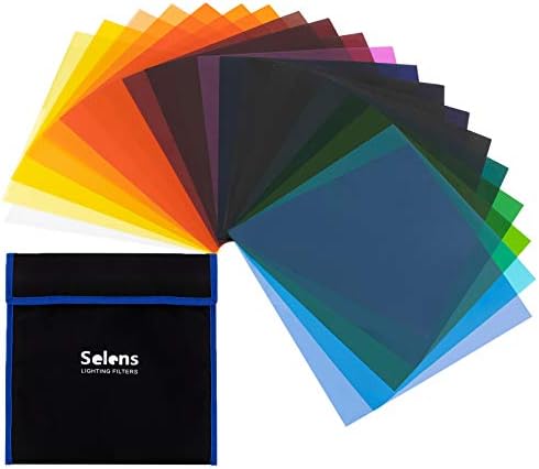 סלנס 20 יחידות מסנן ג 'ל צבעוני לאפקט תאורה, ערכת תיקון צבע צילום בגודל 10 על 10 אינץ' לסטודיו