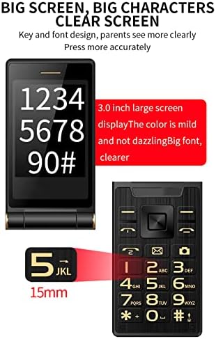 DILWE 2.8 אינץ 'טלפון הפוך בכיר, טלפון FLIP נייד GSM לא נעול עם כפתור גדול של SOS Big LCD וכפתורים