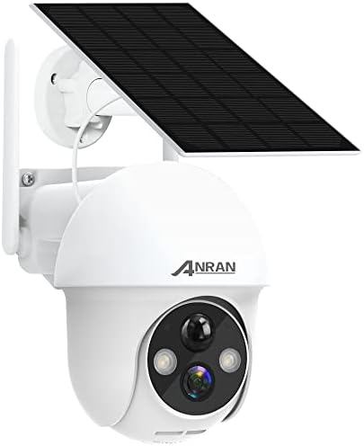 מצלמת אבטחה סולארית של Anran, מצלמת 2K Wirelessooutdoor עם נוף של 360 מעלות, צפירה חכמה, זרקורים, ראיית לילה
