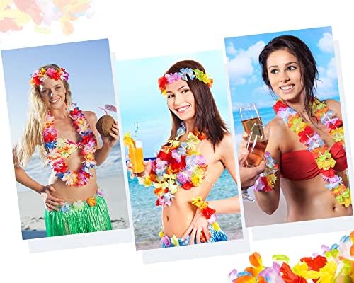 Enyeopd Hawaiian Leis בתפזורת, 12 יחידות פרח הטרופי הוואי ליי לואו ציוד למסיבות לחוף קיץ בקיץ מפלגת חג