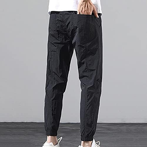 מכנסי כותנה בכושר דק בתוספת אימונית רופפת מכנסיים לגברים רגליים עם מכנסיים בגודל אופנתי קשורים