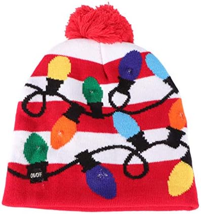1 מחשב חג המולד אוגן לסרוג כובע עם כדור הוביל מנורת דקורטיבי חג המולד כובע חג המולד דקור המפלגה