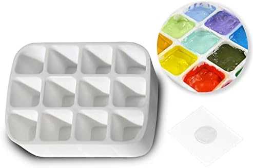 פלטת צבע מיני פלסטיק עם דבק נקודה 12 בארות לוח צבעי מים ריק לשמנים צבעוניים בצבעי מים או אקרריליק ציור טיול פח
