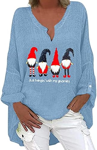 פלקמנרט נשים אופנה חג המולד 3 חולצות הדפסת חולצות סתיו וחורף סווטשירט חמוד סביב צוואר ארוך שרוול סוודר