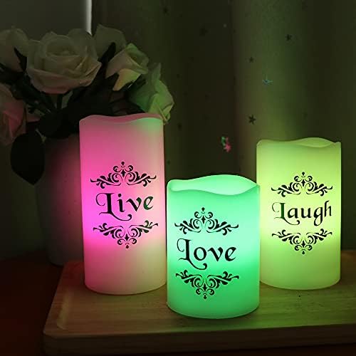 צבע דרומנס מחליף נרות נטולי LED ללא פליטה עם 18-מפתח מרחוק וטיימר, Live Love Love Makals סוללה המופעלת