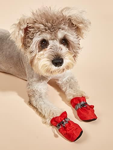 Qwinee 4PCS נעלי כלב מגפי כלבים נעלי גור כלבים קטנות למגני כפה חיצוניים של קיץ עם מדרכה חיצונית עם SLIP