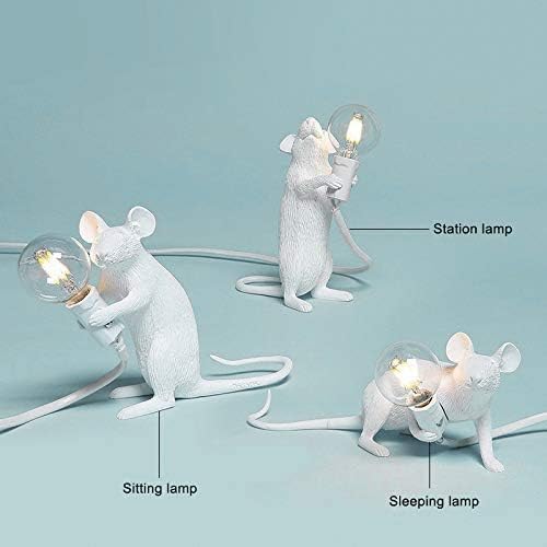 KTTR MINI שולחן מנורת, שרף יצירתי צורה עכבר חיה אורות שולחן כתיבה של חיה לקישוט מתנה ליד מיטה, חדר שינה,