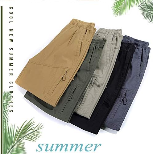 מכנסיים קצרים לגברים של YMOSRH כושר מזדמן בקיץ פיתוח גוף בכיס צבע מוצק מכנסיים מכנסיים של גברים
