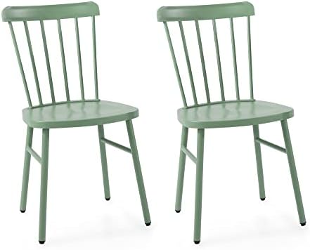 אנמוטיג מתכת פטיו כסאות אוכל כסאות צד כסאות פנים/חיצוני ווינדזור כיסא צד מתכת כיסא חווה עם ציר גב אחורי