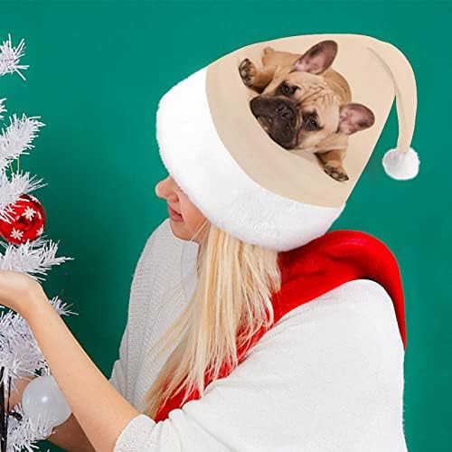 חמוד צרפתית בולדוג חג המולד כובע סנטה כובע מצחיק חג המולד כובעי חג מסיבת כובעי עבור נשים / גברים