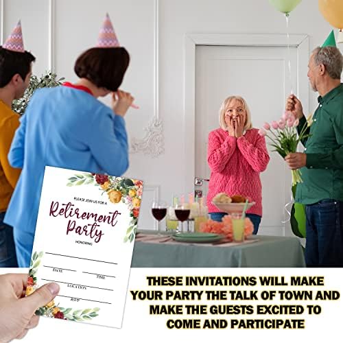 Haipino 20 PCS כרטיסי הזמנה למסיבת פרישה עם מעטפות - ציוד לחגיגת מסיבות בדימוס - JY495