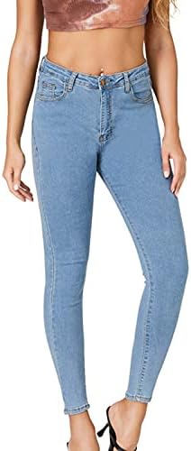 HDZWW עבודה ארוכה Flex Jean Womans טרקלינים ג'ינס מכנסיים במצוקה בקיץ רזה רוכסן מחודד מכנסיים