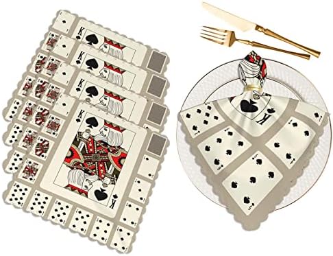 סט מפיות בד של 4 קלפי משחק רכים של עלים חליפת פוליאסטר בסגנון וינטג ' מפית מרובעת למסעדה משפחתית