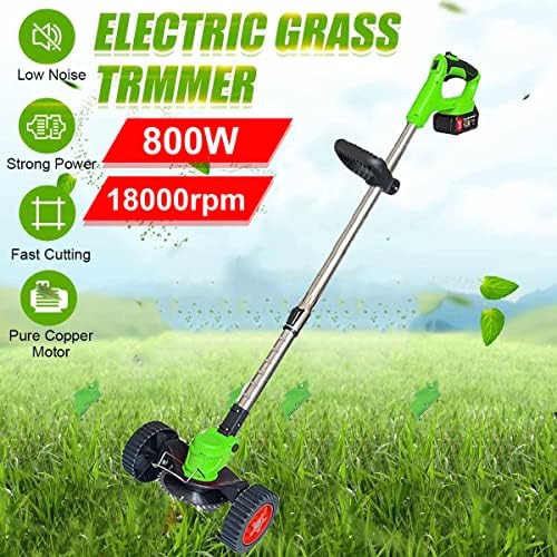 עשבים חשמליים Wacker אלום סוללה מופעלת על סוללה, אוכל דשא של דשא דשא קל משקל 21 וולט עם סוללה של 2 יחידות 2000mAh,