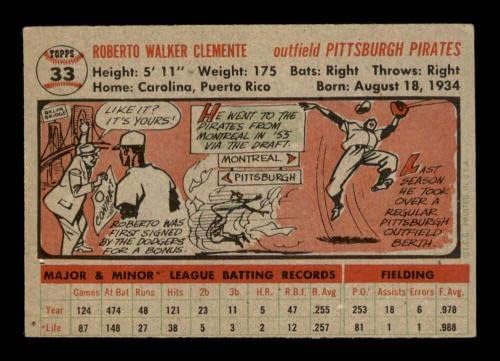 33 רוברטו קלמנטה חוף - 1956 כרטיסי בייסבול של טופס מדורגים אקס+ - כרטיסי וינטג 'עם חתימות בייסבול