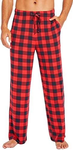 מכנסיים במבוק של Wiwi Mens Pajama מכנסי טרקלין רכים סרוגים מכנסי טרנינג גדולים וארוכים משקל קל משקל שינה