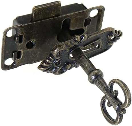 MeetOoot 2 סטים מנעול ארון עתיק סומק קופסת קופסא נקודה ריהוט מנעול דקורטיבי עם מפתחות וברגים הרכבה