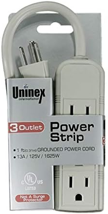 Uninex PS28U קומפקטי רצועת חשמל מקורקע 3-אאוטלטים, UL רשום, 1 רגל, 5 חבילה