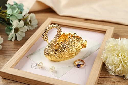 ג'אנשה קולי ברבור מוזהב קופסאות תכשיט תכשיטים תלויים תכשיטים צבועים ביד בעלי חיים קישוטים מלאכת פסלון מתנה