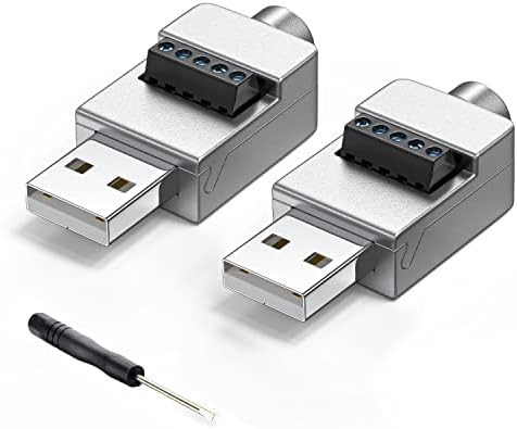 Juxinice 2pack USB2.0 מתאם זכר מארז מתכת אין ריתוך נדרש מחבר לוח הפריצה של USB. ממיר מתאם בורג בורג USB