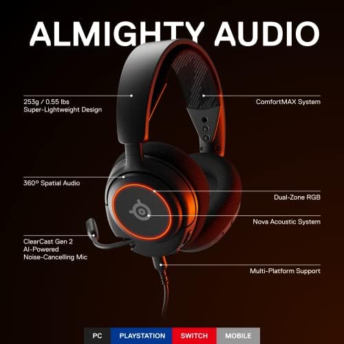 SteelSeries New Arctis Nova 3 אוזניות משחק רב-פלטפורמות ומקלדת משחקים של RGB 3 מקלדת משחק-תאורת