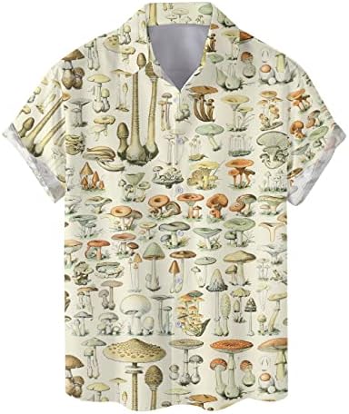 מתנות משפחתיות פטריות פטריות חולצות הוואי לגברים - חולצת פטריות, חולצות פטריות לגברים, כפתור פס פטריות