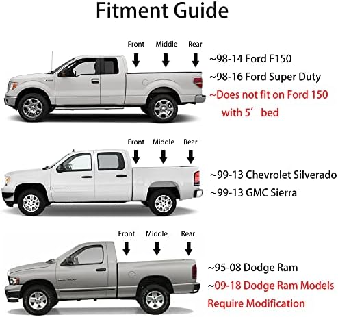 עוגני מיטת משאיות נשלפים, מתאימים לריינג'ר 98-12, 98-14 F150, 98-16 F250 ו- F350 Super Duty, 99-13 סילברדו/סיירה