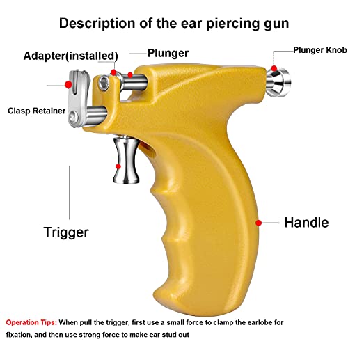 לציאל לשימוש חוזר אוזן פירסינג אקדח ערכת, מקצועי גוף האף שפתיים עגילי פירסינג ערכת עם 16 זוגות עגילים