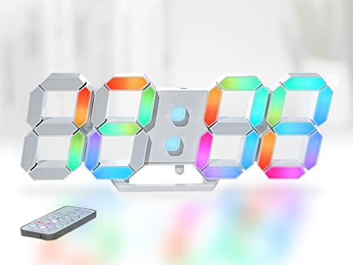 שעון קיר Kosumosu שעון דיגיטלי שעון דיגיטלי שעון שולחן LED 3D תצוגה גדולה 9.7 שעון RGB שעון אסתטי שעון מעורר לסלון