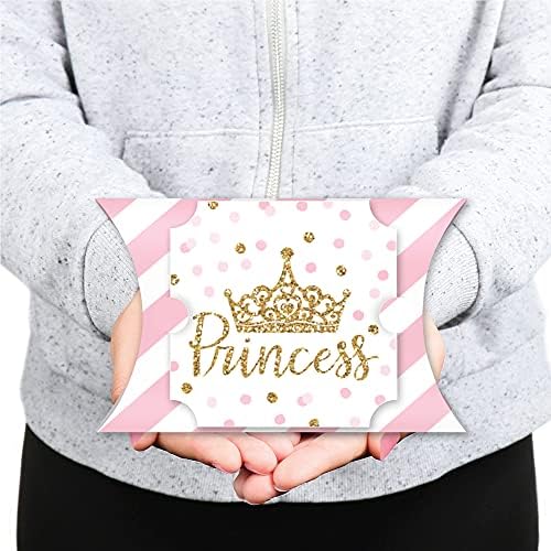 נקודה גדולה של אושר כתר הנסיכה הקטנה - העדפה קופסאות מתנה - מקלחת תינוקות ורוד וזהב מקלחת או מסיבת