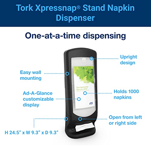 Tork xpressnap® Stand Dipsiner Dispenser שחור N4, עיצוב זקוף, טווח חתימה, 24.5 x 9.25 x 9.25 , 6332000