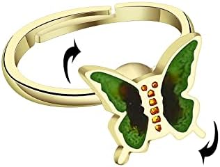טבעות ספינר לקשקש לנשים, פרפר ודייזי מסתובבים טבעת חרדה מסתובבת לנשים חברה שלה או גבר ， מתנה טבעת חמניות