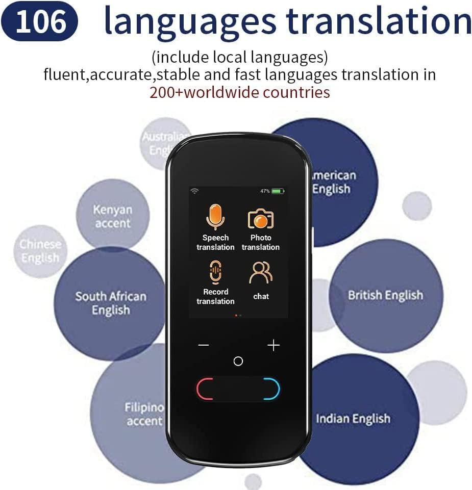 שפה מתורגמן מכשיר, שתי דרך חכם קול מתורגמן מכשיר תמיכה 106 שפות עם מצלמה תרגום לנסיעות למידה עסקים